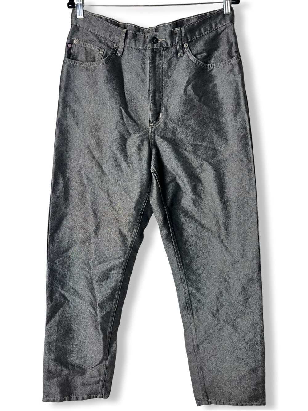 Polo Jeans Co Ralph Lauren Mens Gray Metallic Loose Fit Denim Y2K Jeans Sz 34x34